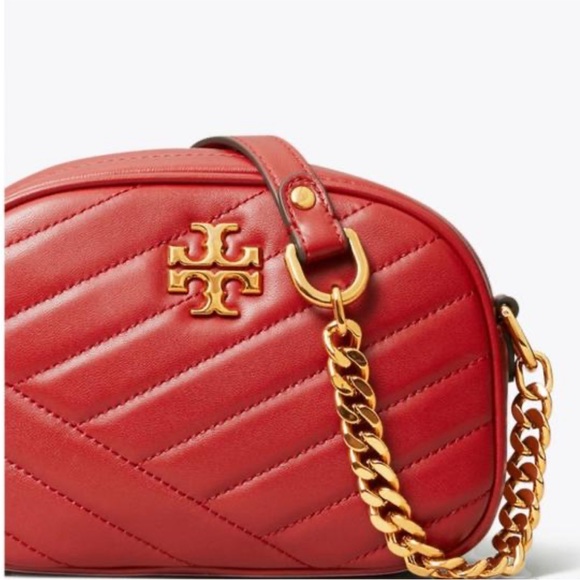 Tory Burch Kira Small Camera Bag Red NWT Gold Chain Link Strap - Picture 3 of 14